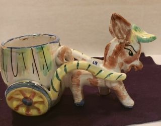 Vtg Donkey Mule With Burrow Ceramic Figurine Pastel Colored Farm Italian Made