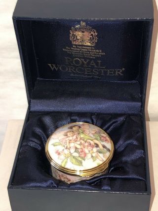 English Enamel Trinket Box 35 Royal Worcester Apple Blossom Fairies 2