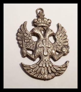 Greece Greek Byzantine Eagle Part Of Folk Costume Antique Silver Pin Pendant