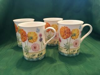 Set Of (4) - Stechcol - Gracie Bone China - Floral Pattern - Cup Mug