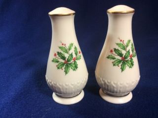 Lenox Holiday Dimension Holly Berries Salt & Pepper Shakers