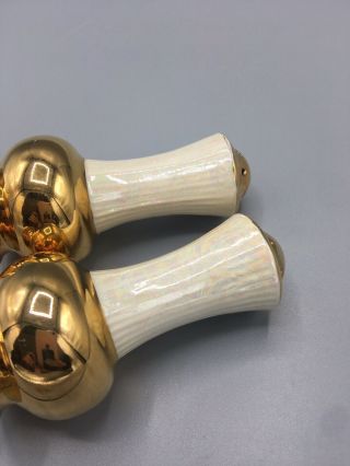 Vintage Lusterware Salt and Pepper Shakers with Gold Accents Very Elegant 3