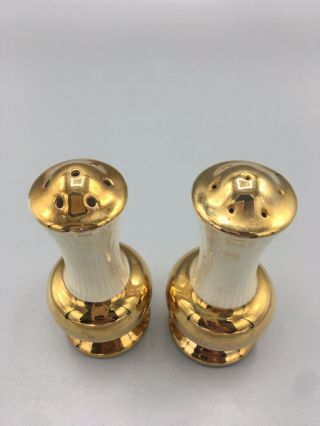 Vintage Lusterware Salt and Pepper Shakers with Gold Accents Very Elegant 5