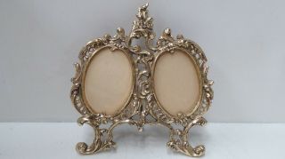 Vintage Ornate Metal Easle Picture Frame Easle Twin Photo Double Photograph
