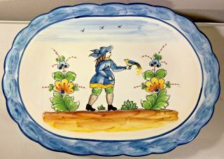 Andrea By Sadek Jay Willfred - Portugal,  Hand - Painted,  15 " X 11 " Decorative Plate
