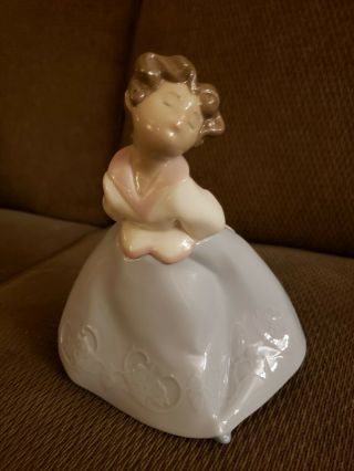 Nao By Lladro " Kiss Me Girl W/ Hat " Figurine 1328,  Lladro Porcelain,  Spani