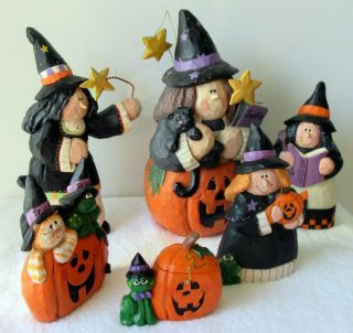 6 Midwest Cannon Falls Signed Eddie Walker Halloween Witches,  Cats,  Pumpkins Ex.
