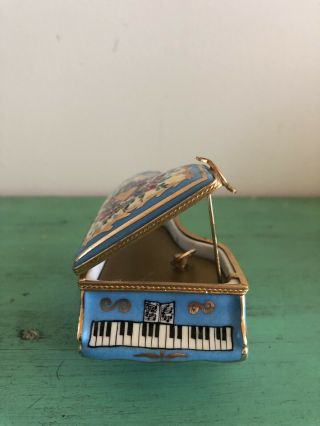 Atelier De Limoges France Peint Main Trinket Box Blue Piano Music Box Fur Elise