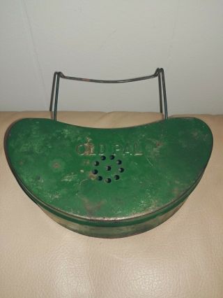 Vintage Old Pal Green Fishermans Worm Box W/ Belt Clip