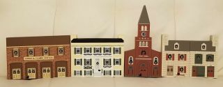 Cats Meow Village Wooden Collectibles St.  Charles Christmas Set Of 4