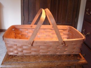 Longaberger Basket With Handles Measures 18 " X11 " By 4 1/2 " High 1989