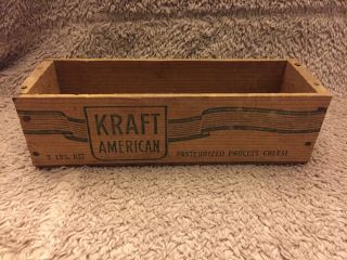 Vintage Kraft American Pasteurized Process Cheese Wood Box 2 Lbs Chicago,  Il