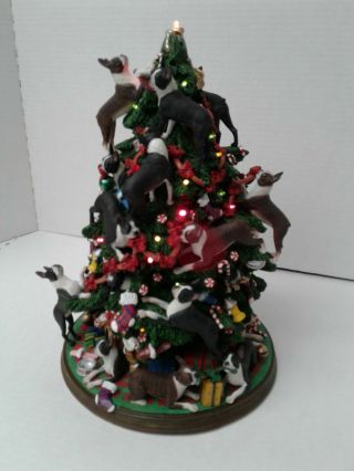 Danbury Boston Terrier Dog Christmas Tree Lighted Figurine / Missing Topper
