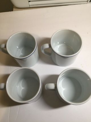 Apilco Porcelain White Blue Banded Mugs Made In France Set Of 4 Mnt 2