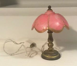 Vintage Miniature Dollhouse Table Lamp Electric 1 1/2 Inches Tall
