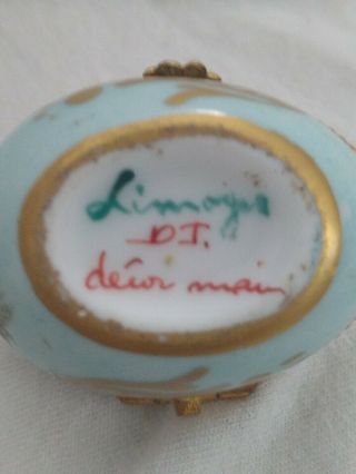 Vintage Limoges France Signed Egg Shape Hinged Porcelain Miniature Trinket Box 4