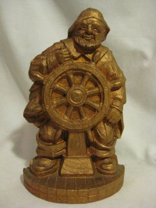 Vintage Captain Sailor Nautical Figure Decor Ship Boat Steering Wheel