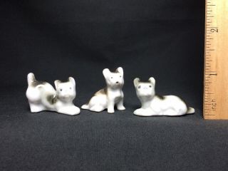 Vtg Bone China Porcelain Miniature Puppy Dog White Black Mini Old Japan Set 2