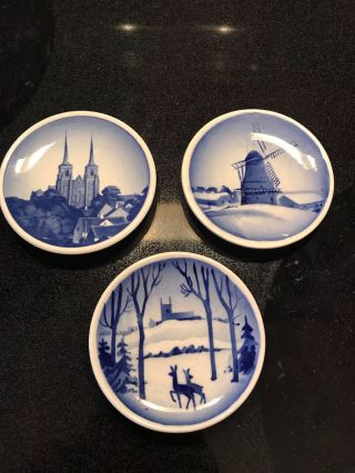 3 Royal Copenhagen Miniature Blue Plates Decor