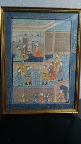 20 " X 15 " Vintage Painting On Silk Arabic Persian Ottoman Turkish