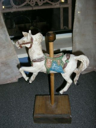 Vintage Wooden Carousel Horse 13 " Tall