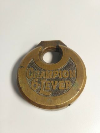 Antique Miller Champion 6 - Lever Brass Lock - No Key