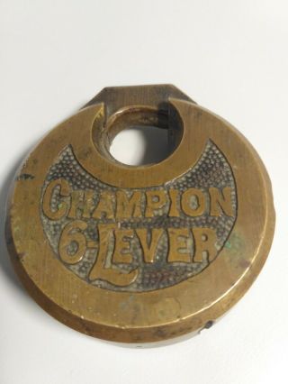 Antique Miller Champion 6 - Lever Brass Lock - No Key 2