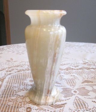 Vintage Decorative Swirled Stone Marble Alabaster Footed Vase