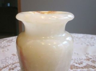 Vintage Decorative Swirled Stone Marble Alabaster Footed Vase 2
