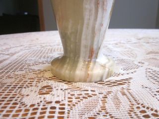 Vintage Decorative Swirled Stone Marble Alabaster Footed Vase 4