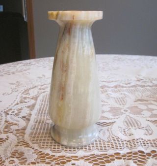 Vintage Decorative Swirled Stone Marble Alabaster Footed Vase 8