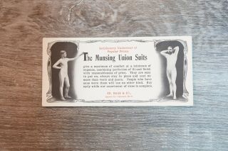 Two Antique Munsing Union Suits Calumet Michigan Ad Cards Blue - Back