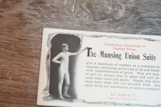 Two Antique Munsing Union Suits Calumet Michigan Ad Cards Blue - Back 2