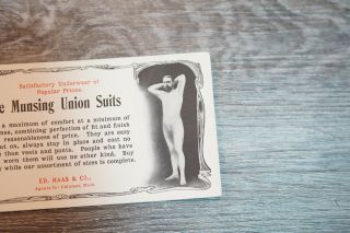 Two Antique Munsing Union Suits Calumet Michigan Ad Cards Blue - Back 4