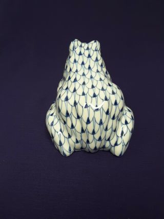 Blue and White Ceramic Hand painted Frog Andrea by Sadek Fishnet Design 3