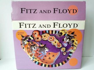 Fitz And Floyd Halloween Kitty Witches Boo Bowl Large Cats Box