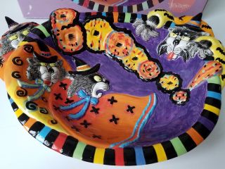 Fitz And Floyd Halloween Kitty Witches Boo Bowl LARGE Cats Box 2