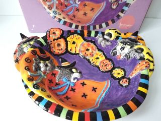 Fitz And Floyd Halloween Kitty Witches Boo Bowl LARGE Cats Box 3