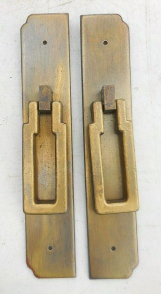 Vintage 6 " Asian Style Brass Cabinet Handle Drop Swing Pulls Bs 7825 2 Pc Set