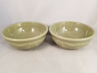 Set Of 2 Longaberger Woven Traditions Sage Green 6 7/8” Cereal Bowls