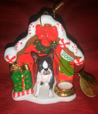 The Danbury Boston Terrier 2009 Christmas Ornament Home For The Holidays