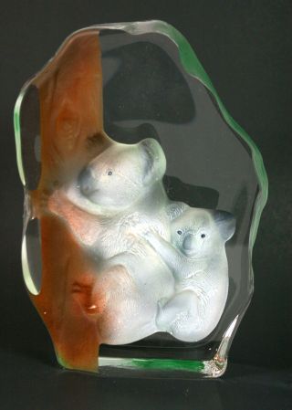 Cristal d ' Arques Crystal Paperweight Koala Bears 3