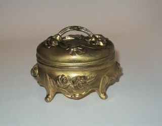 Vtg Art Nouveau Brass Gold Gild Jewelry Box Casket B&w 136 Brainard Wilson