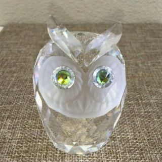Swarovski Crystal Figurine Large Owl Woodland Creatures 7636 Green Peridot Eyes