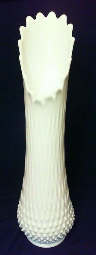 Vintage Large 16 - 3/4 " Tall,  White Milk Glass Hobnail Vase,  Usa
