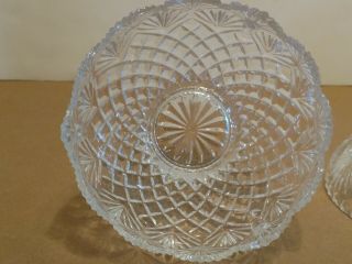Clear Cut Crystal Glass Vintage Candy Nut Dish Bowl With Lid 4