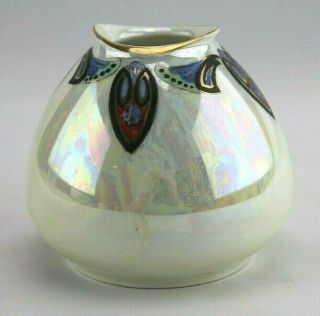 Vtg R S Germany Hand Painted Art Deco Opalescent Lustre Porcelain Bud Vase 3.  25 "