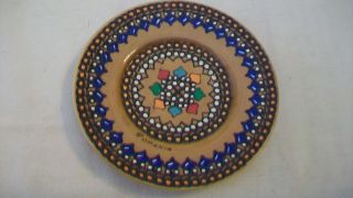 Hand Made Wooden Folk Art Plate From Romania,  Multi - Colored