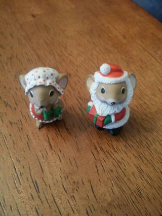 Vintage 1986 Hallmark Merry Miniatures Santa & Mrs Santa Mice Mouse Christmas