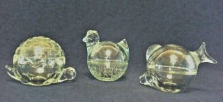 Vintage Anchor Hocking Curio Crystal Trinket Boxes,  3 Different Ones,  Usa